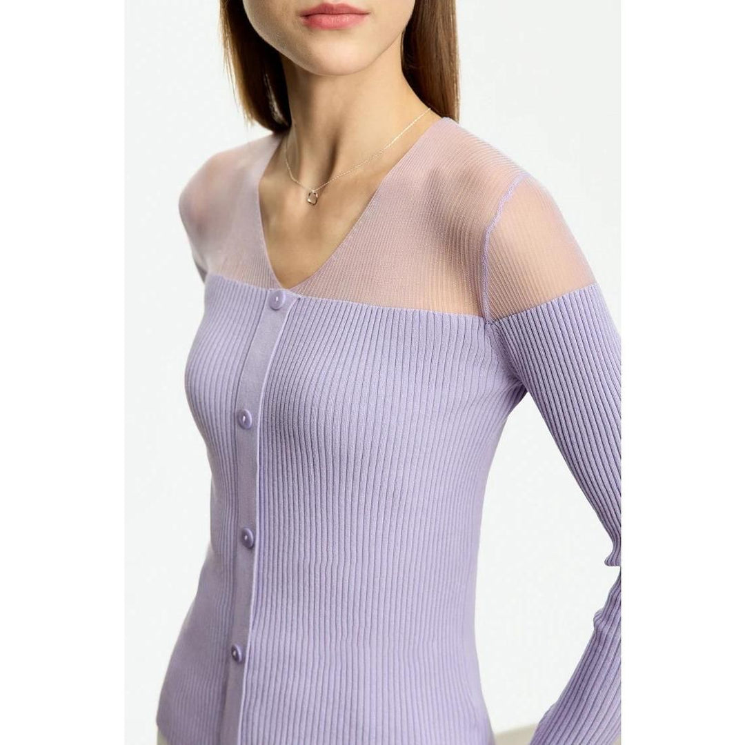 Slim-Fit V-Neck Patchwork Sweater for Women