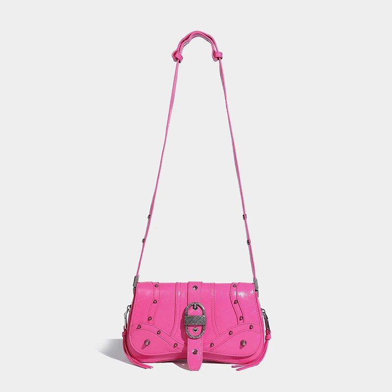 Punk Pink Leather Envelope Shoulder Bag