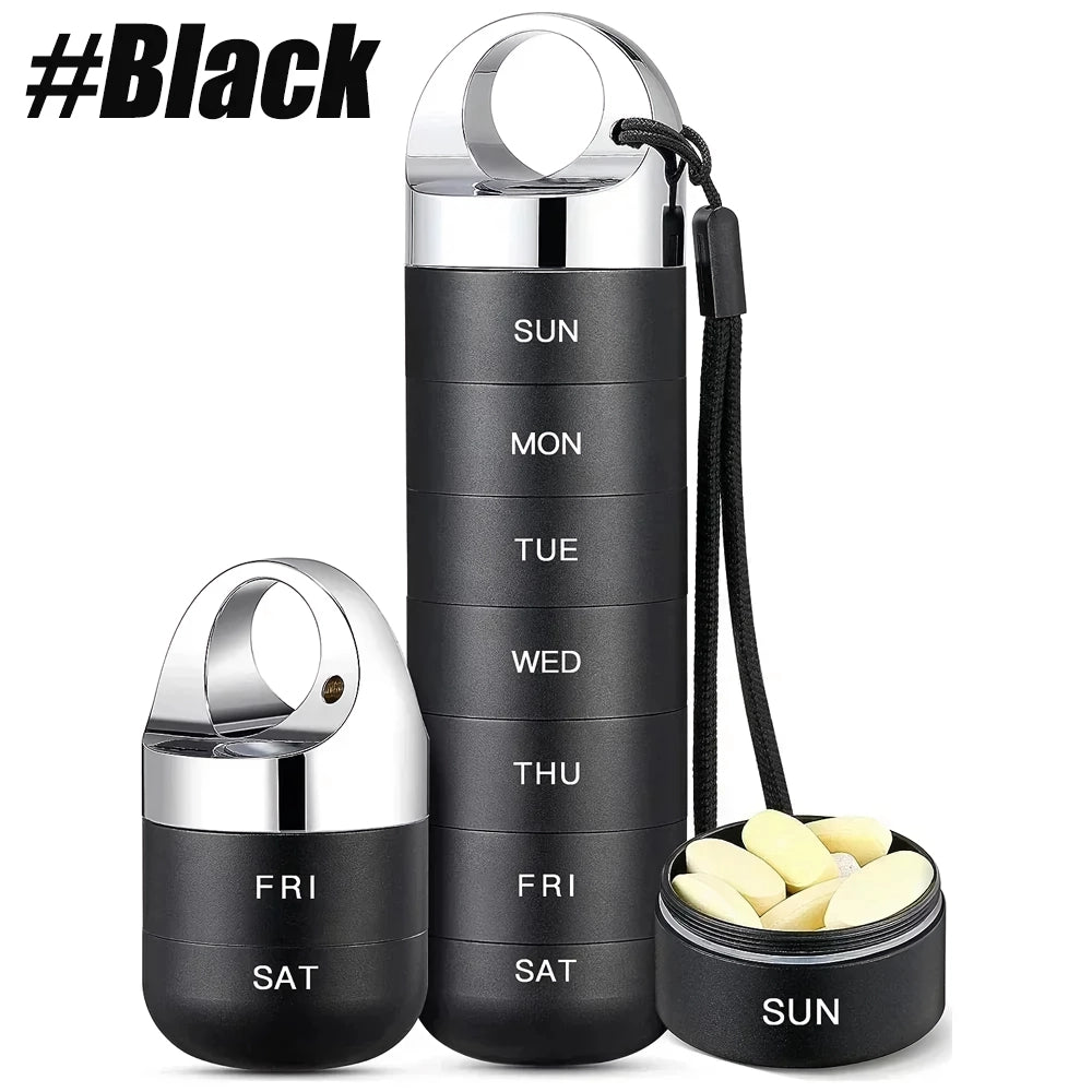 Portable Waterproof Metal Weekly Pill Box Organizer