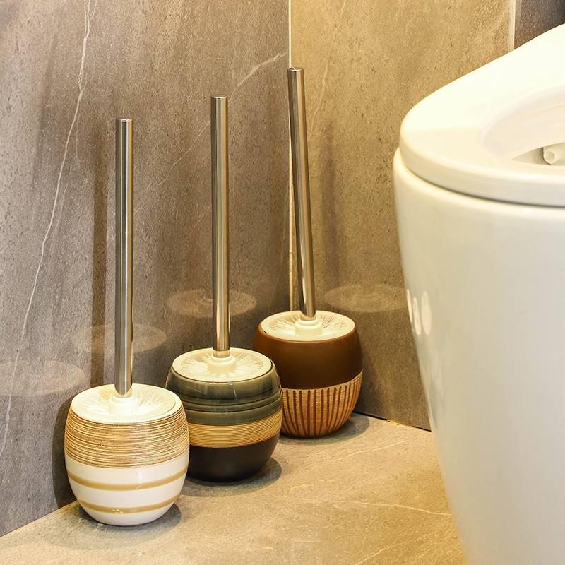 Retro Ceramic Base Toilet Brush with Long Handle