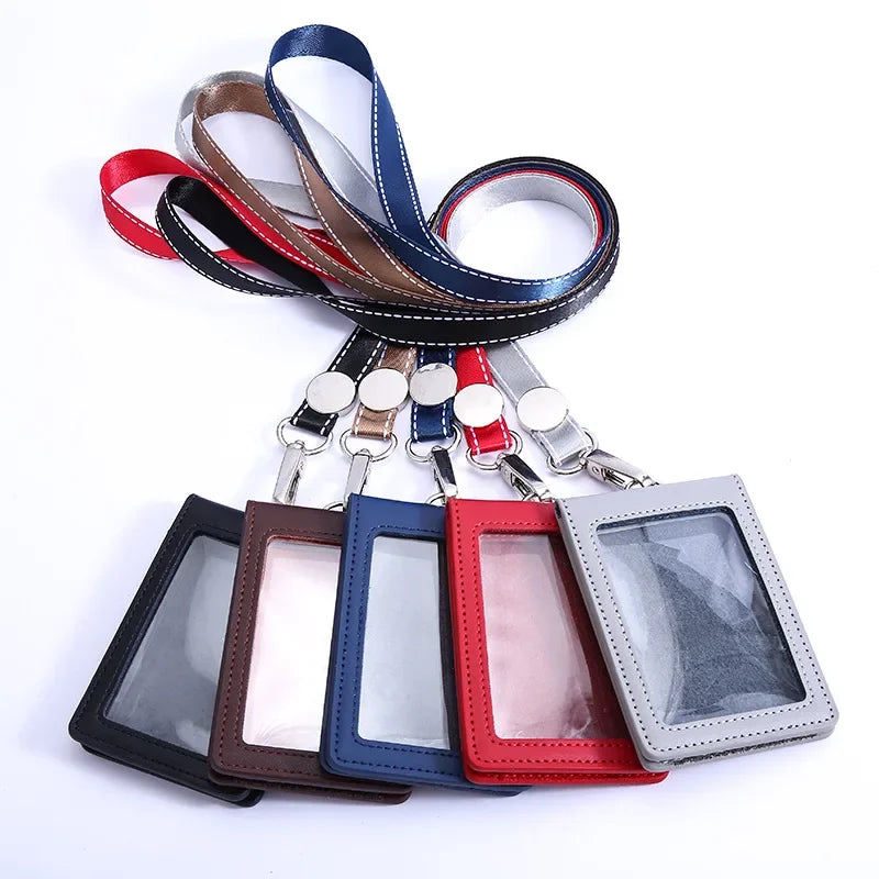 Leather ID Holder with Neck Strap