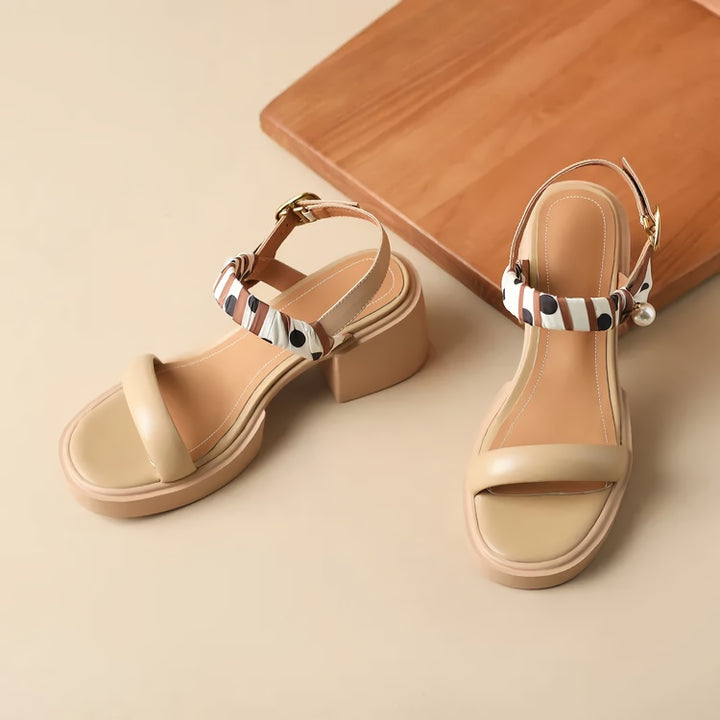 Chic Open Toe Leather Platform Sandals