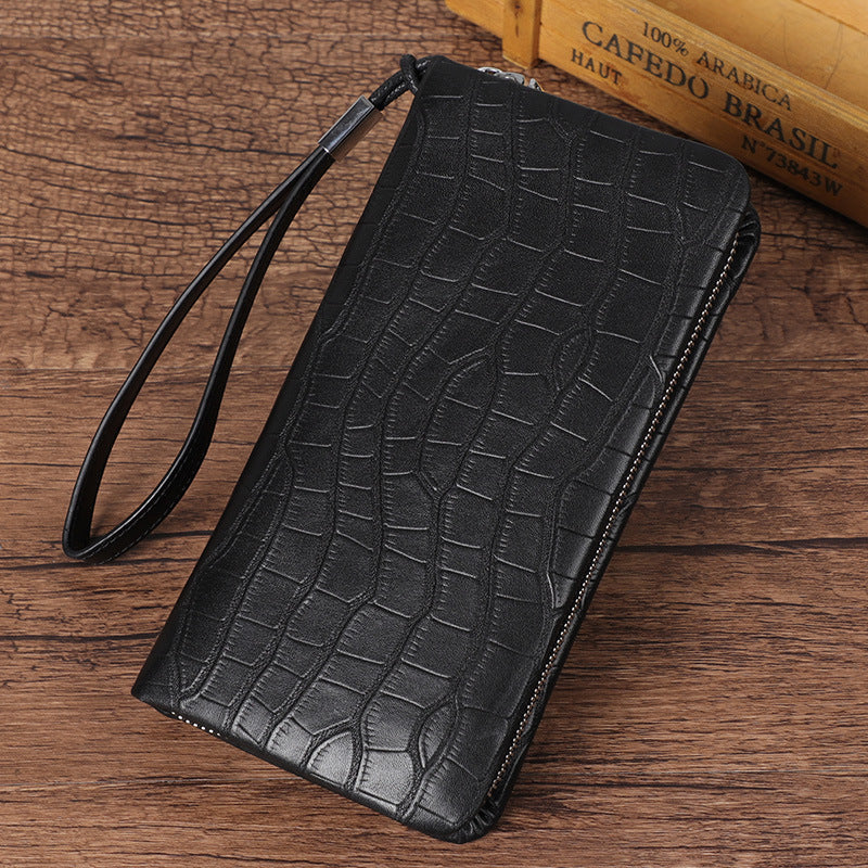 Men's Leather Long Zipper Multiple Card Slots Wallet