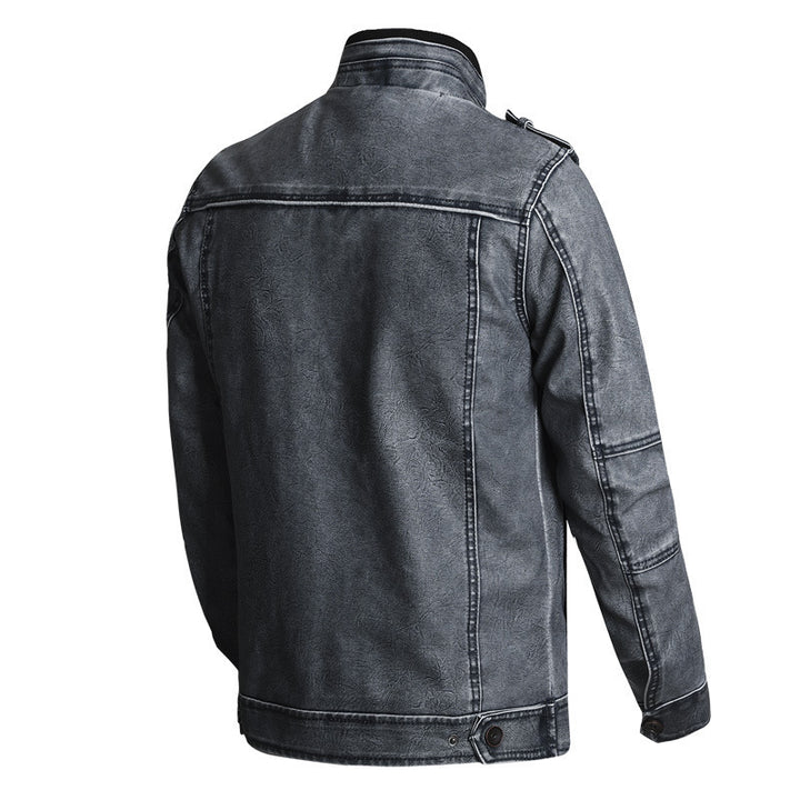 Thick PU Leather Coat Men's Fashion Casual