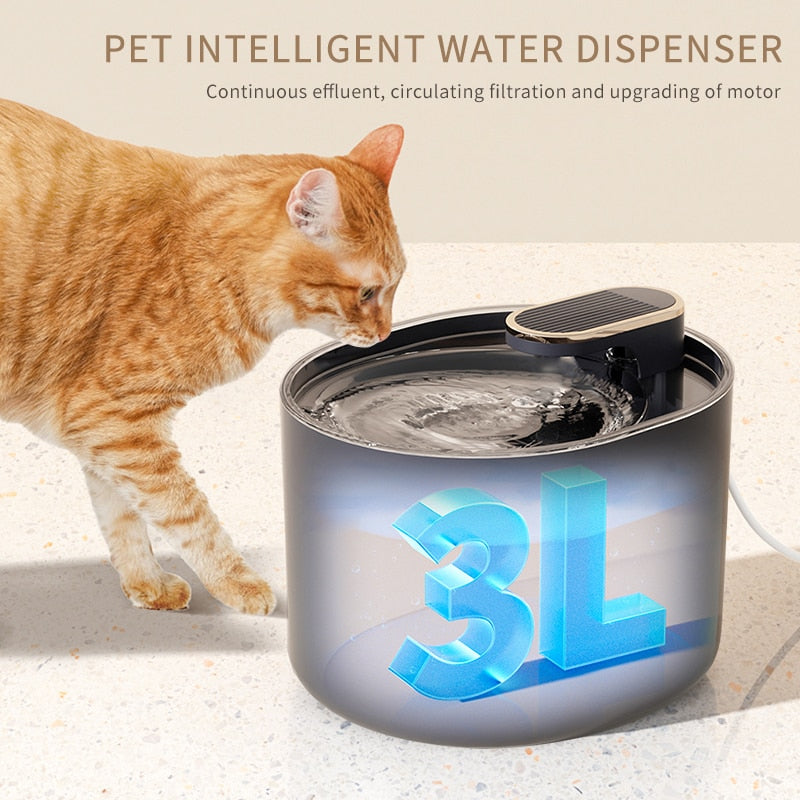 Silent 3L Automatic Cat Water Fountain - USB Rechargeable Pet Drinking Dispenser