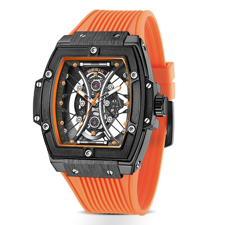 Men's Tonneau Fashion Trend Silicone Strap Luminous Sports Watch