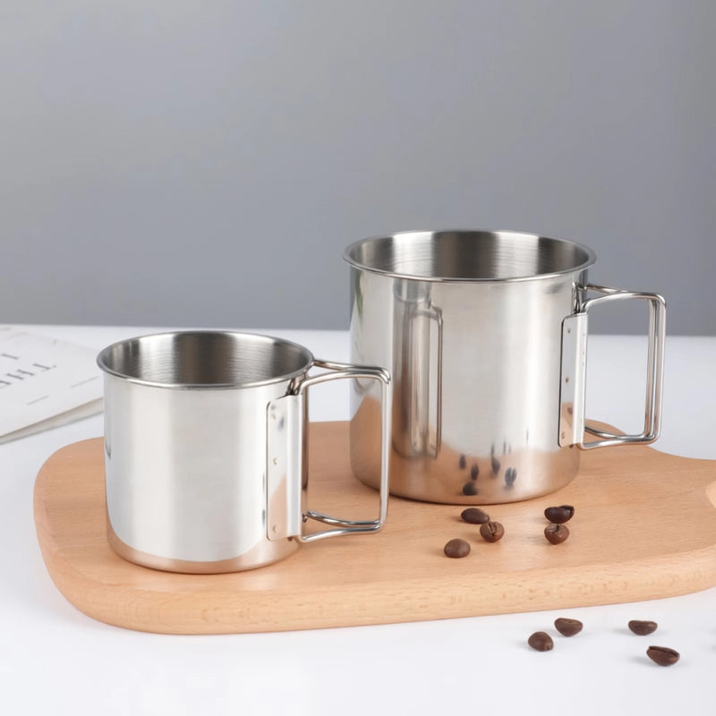 Stainless Steel Camping Mug with Foldable Handle