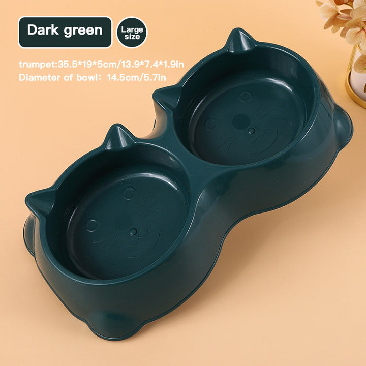 Double Pet Bowl – Two-in-One Anti-Slip Food and Water Dish for Cats