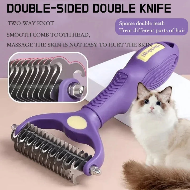 2-in-1 Pet Grooming Brush & Deshedding Tool for Dogs and Cats