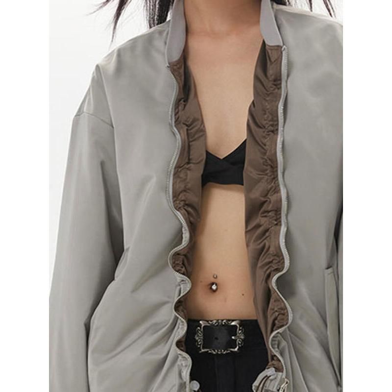 Women's Pleated Zipper Cotton Jacket