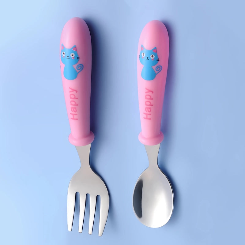 Charming Cartoon Stainless Steel Toddler Cutlery Set