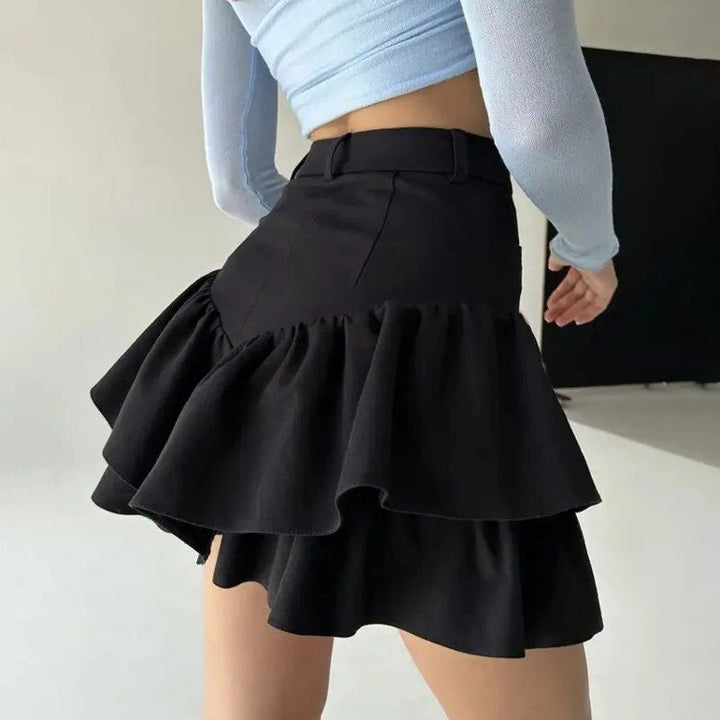 Elegant High Waist Ruffle Skirt