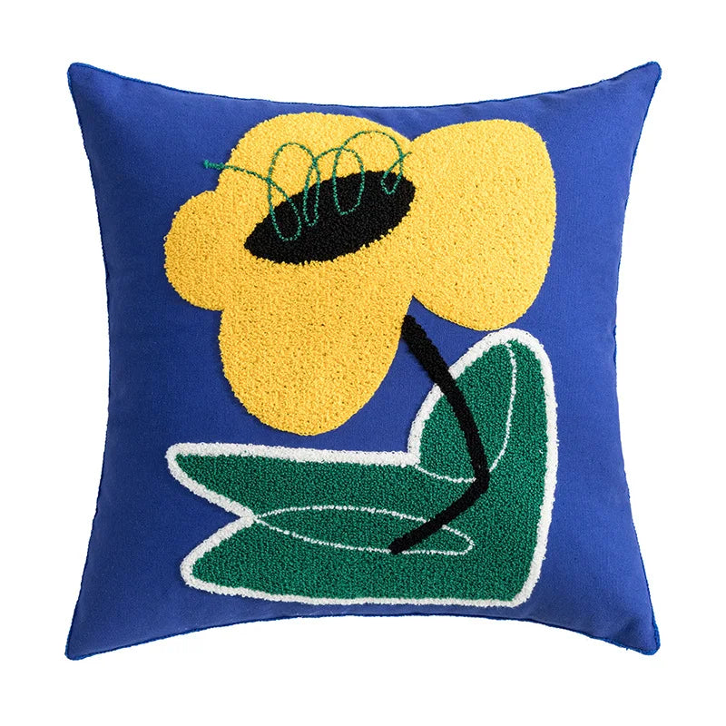 Poppy Floral Embroidered Cushion Cover