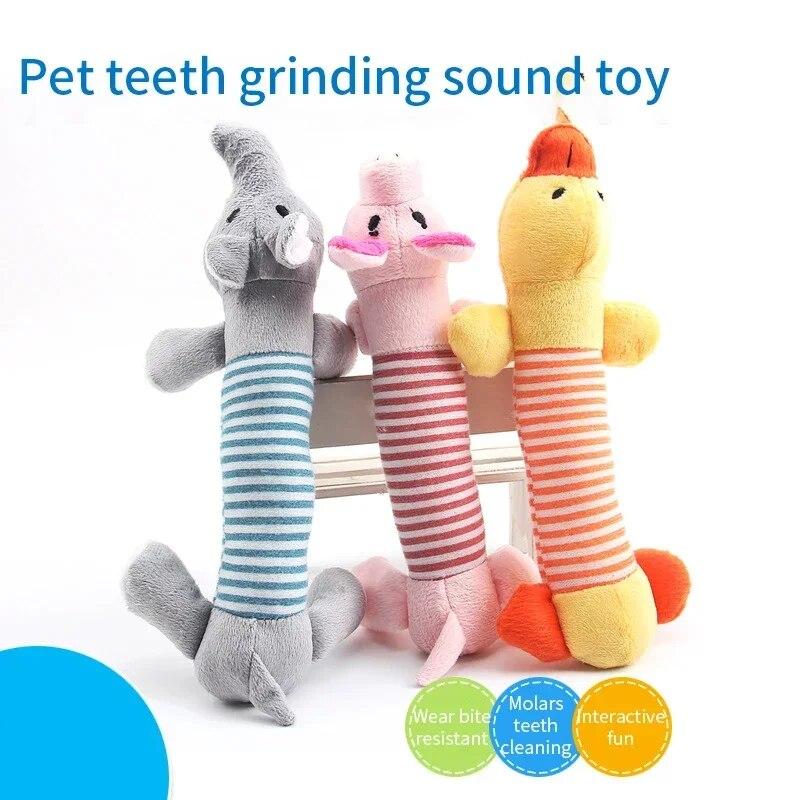 Durable Squeaky Plush Dog Toy for Teeth Cleaning and Play