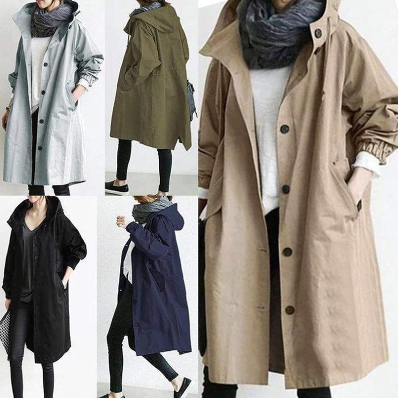 Women's Hooded Button-Pocket Jacket