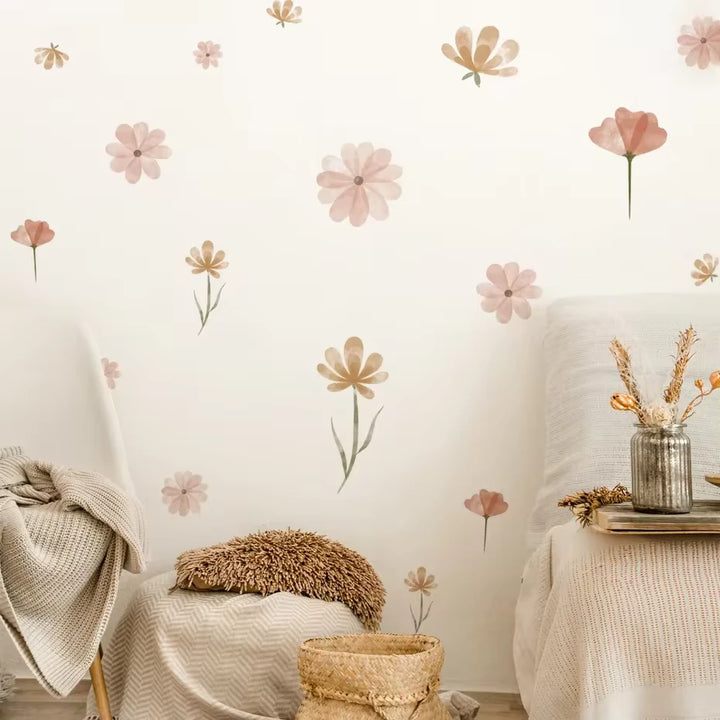 Boho Floral Watercolor Wall Stickers