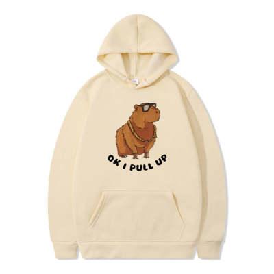 Capybara Hoodie Korean Style Loose Hooded Sweater Cute Print - Trendha