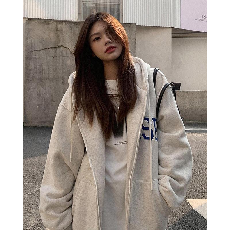 Cardigan Hooded Sweater Women's Thickened Plush Coat - Trendha