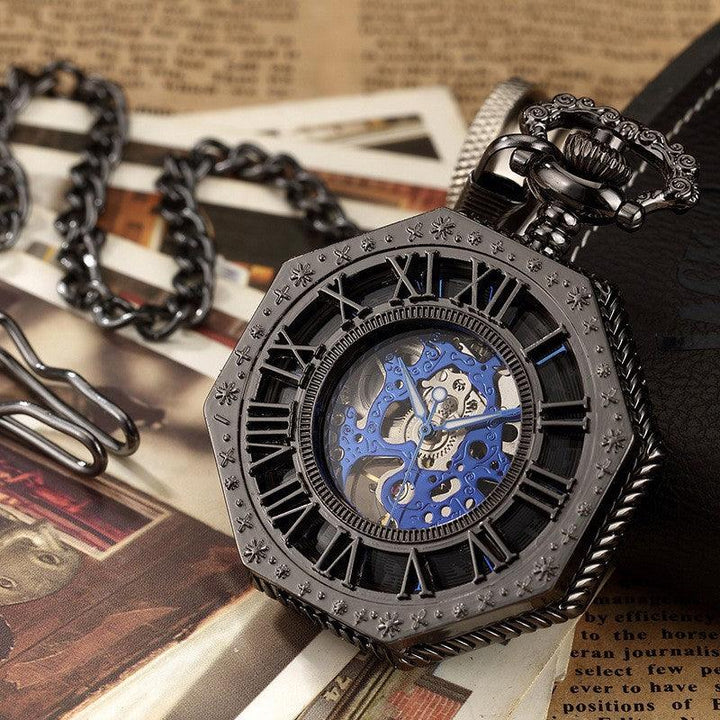 Carved Octagonal Mechanical Pocket Watch Retro Rome - Trendha