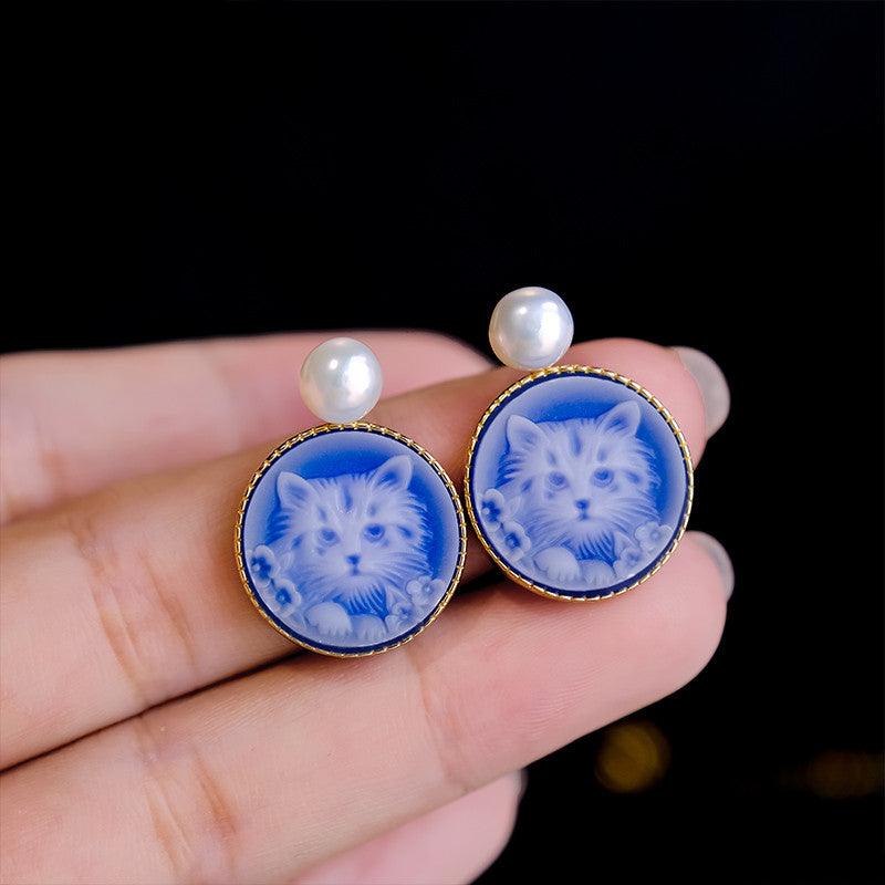 Cat Earrings Trendy Sterling Silver Niche Design Sense - Trendha