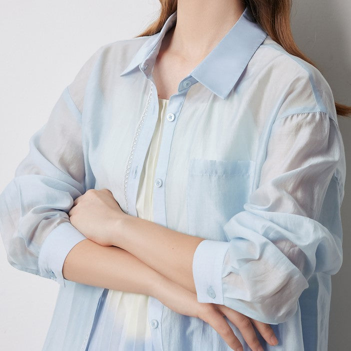 Women's Lyocell-Blend Turn-Down Collar Blouse