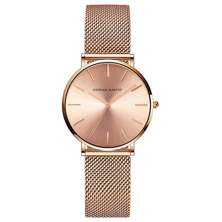 36mm Rose Gold Minimalist Women's Quartz Watch with Waterproof Design