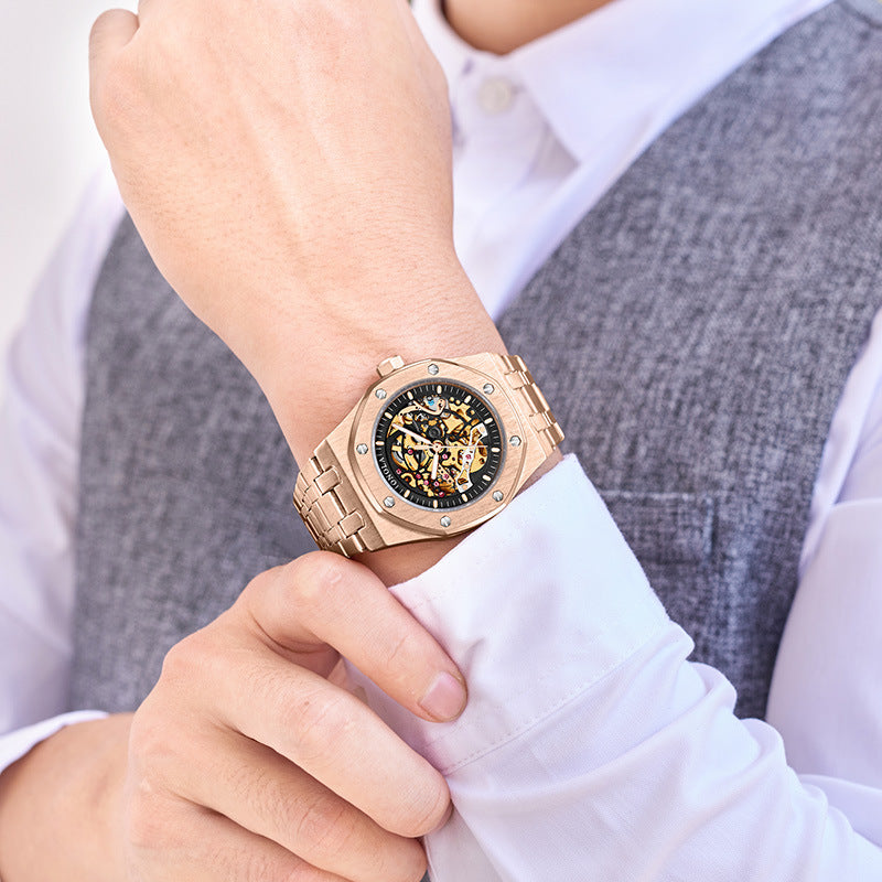 Hollow Dial Steel Belt Mechanical Waterproof Automatic Men&