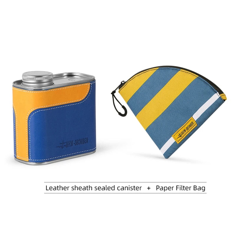 Airtight Metal Coffee & Tea Canister with Portable Filter Paper Storage - Essential Camping Companion