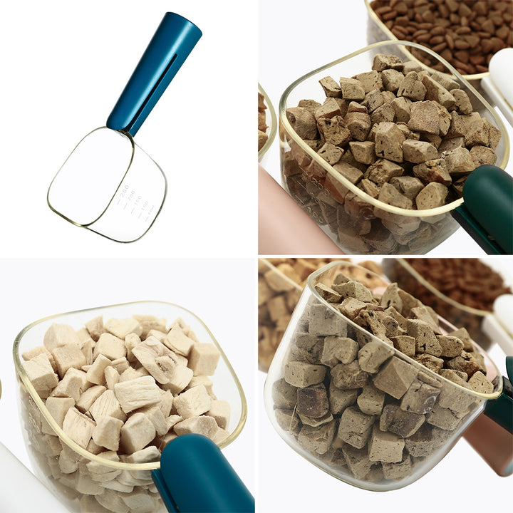 Multifunctional Pet Food Spoon with Sealed Bag Clip and Measuring Cup