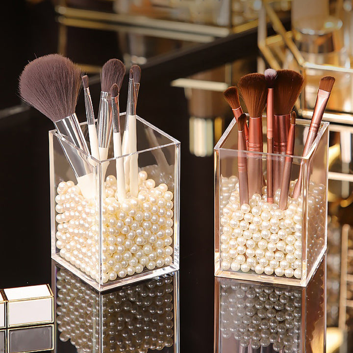 Plastic Makeup Brush Holder with Acrylic Storage Rack