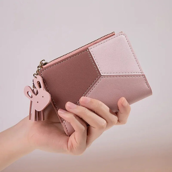Chic Plaid Mini Wallet with Tassel