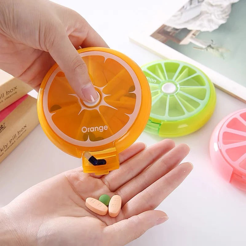 Round Compartment Pill Organiser with Rotating Selector