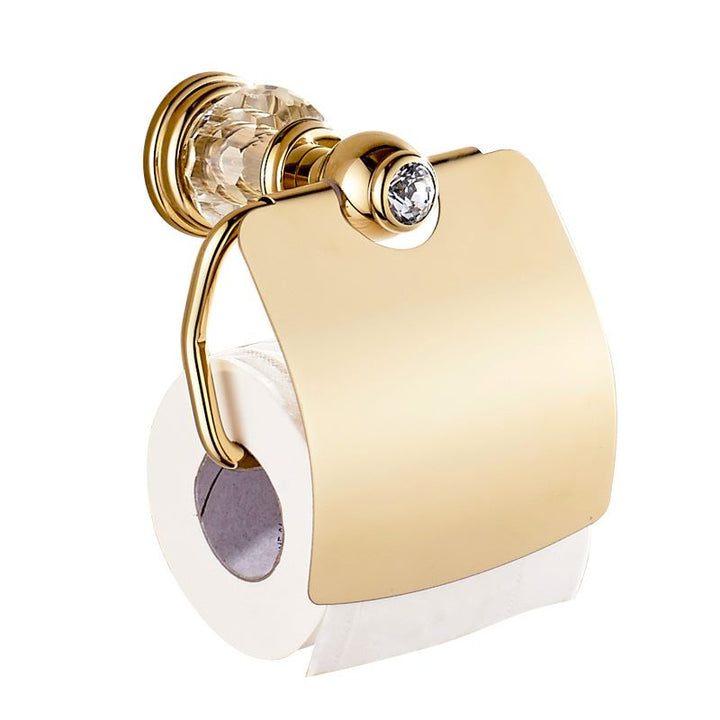 Luxury Gold Brass Toilet Paper Holder with Crystal Decoration