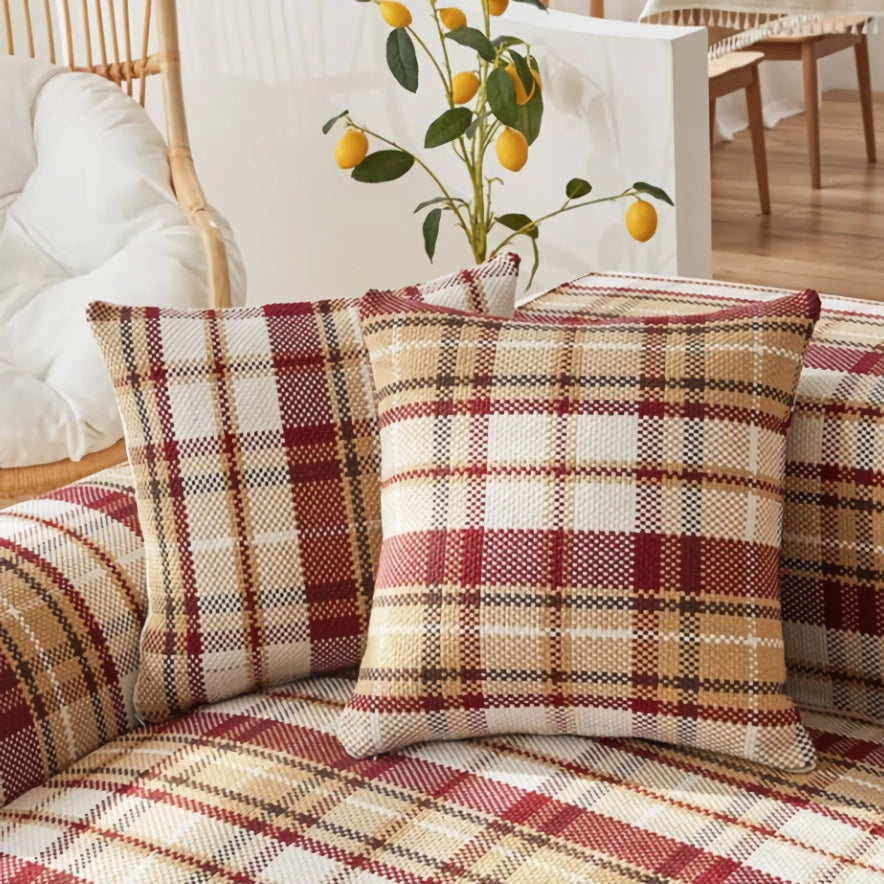 Four Seasons Cotton Linen Plaid Sofa Cover