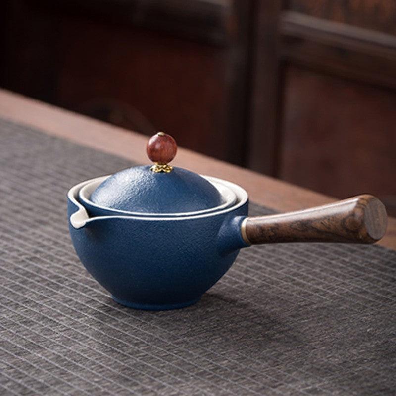 Ceramic Teapot With Wooden Handle Side-handle Pot Household Kung Fu Oolong Filter Tea Maker Creative Black Pottery Teaware Gifts - Trendha