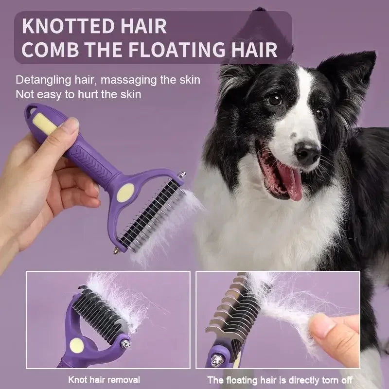 2-in-1 Pet Grooming Brush & Deshedding Tool for Dogs and Cats