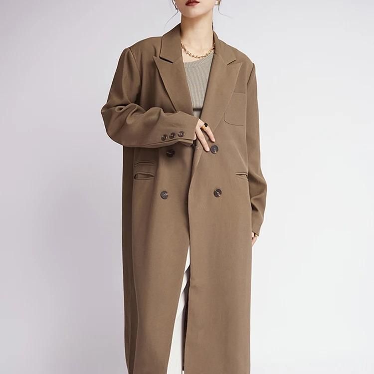 Double Breasted Coffee Trench Coat for Women