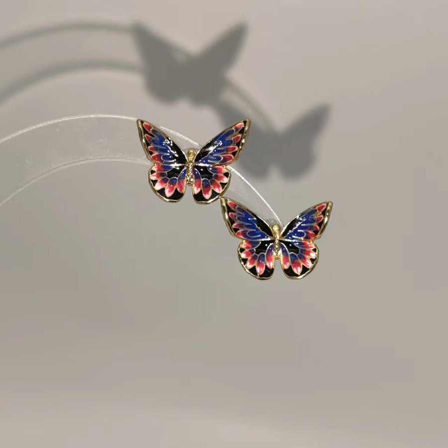 Cherry Blossom Colorful Butterfly Stud Earrings - Trendha
