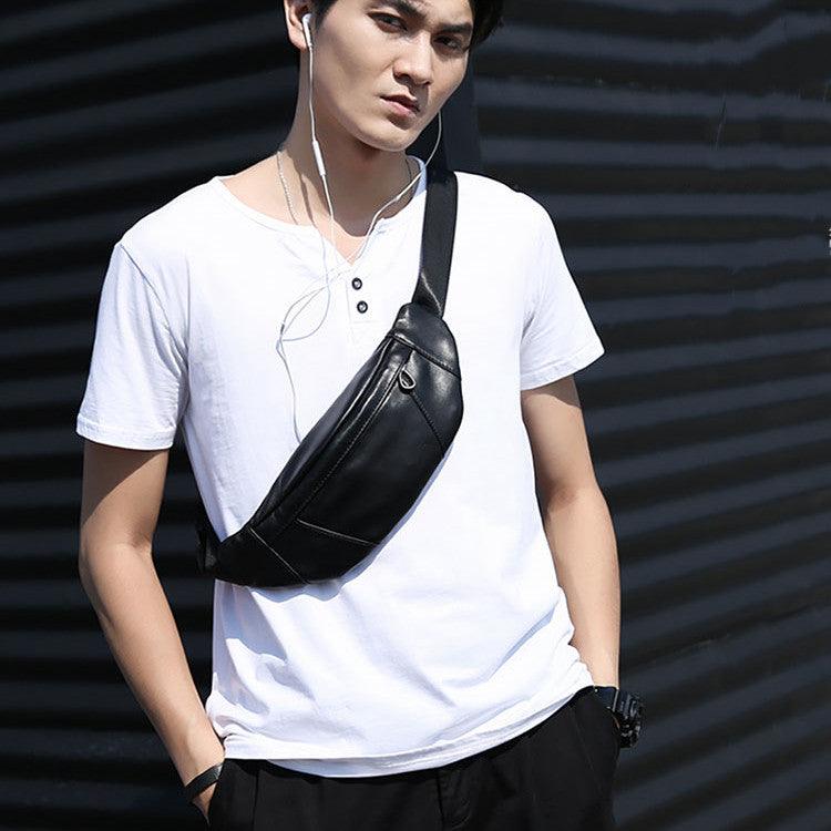 Chest Bag Men's Leather Sheepskin Running Leisure - Trendha