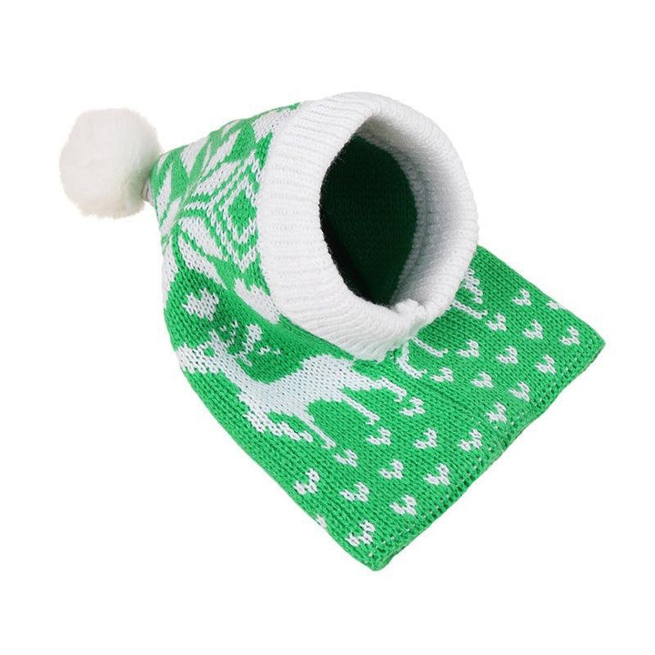 Christmas New Atmosphere Love Snowflake Elk Printing Knitted Warm Pet Dog Cat Fur Ball Hat - Trendha