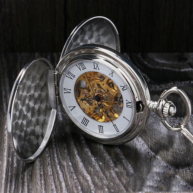 Classic Minimalist Vintage Two-sided Mechanical Pocket Watch - Trendha