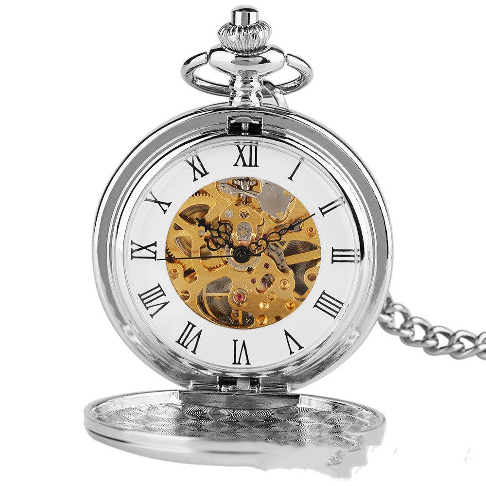 Classic Minimalist Vintage Two-sided Mechanical Pocket Watch - Trendha