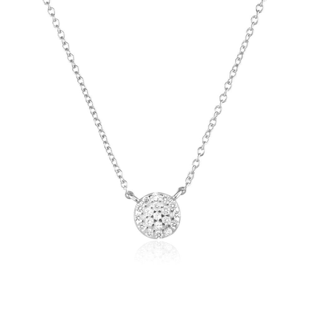 Classic Pebble Round Pendant Necklace In Sterling Silver - Trendha