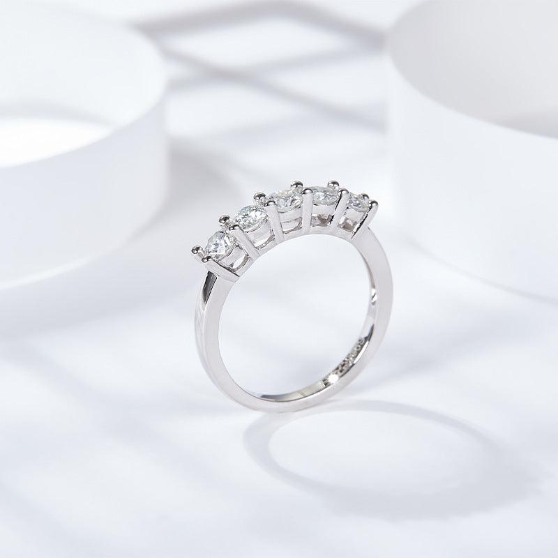 Classic Seven Stars And Seven Diamonds Five Diamond Row Ring Fashion - Trendha