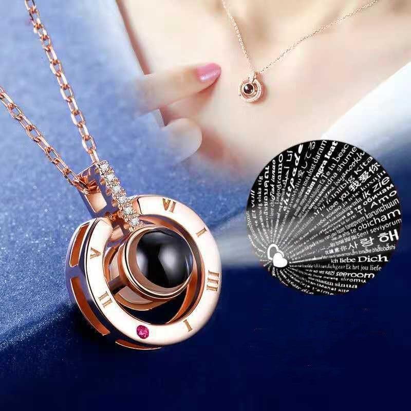Clavicle Chain Female 925 Sterling Silver One Hundred 100 Languages I Love You - Trendha