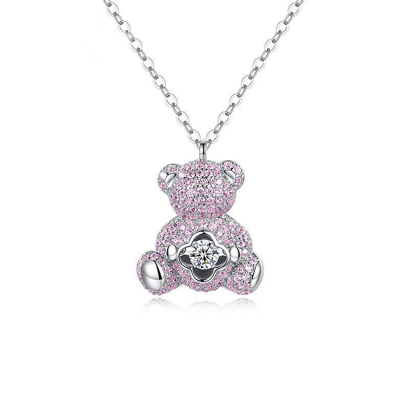 Clavicle Chain Smart Cute Bear Zircon Necklace For Women - Trendha