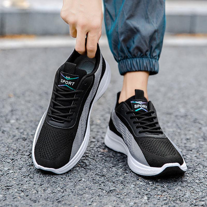 Color-blocked Mesh Sneakers Men Breathable Comfortable Casual Fashion Lace Up Wear-resistant Walking Running Sports Shoes - Trendha