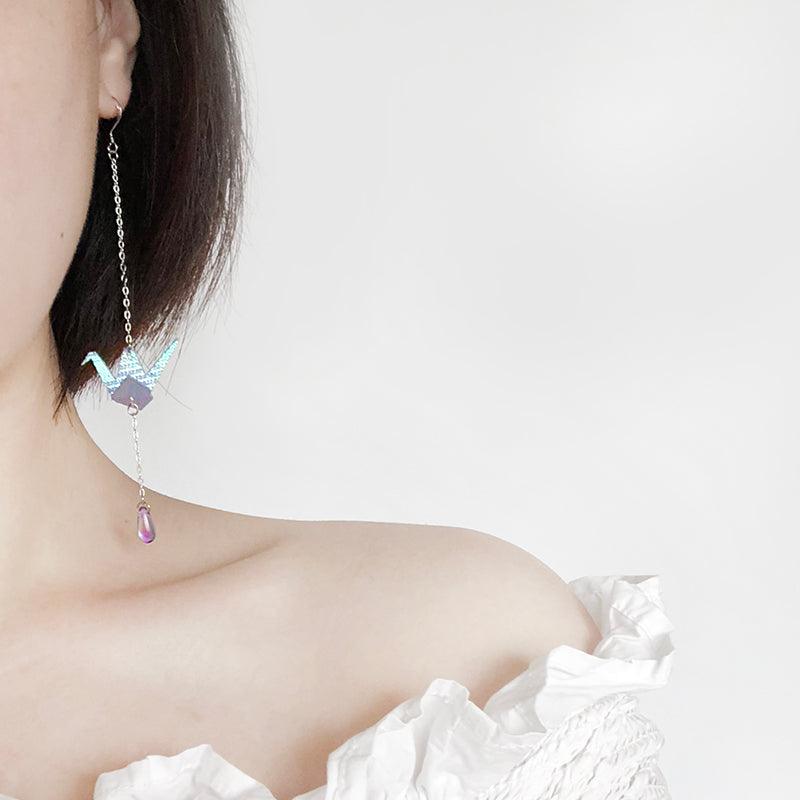 Colorful Thousand Paper Crane Earrings - Trendha