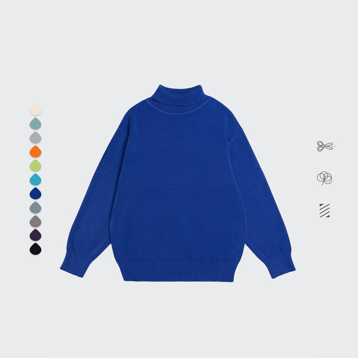 Core Spun Loose High Neck Sweater Solid Color Knitwear - Trendha