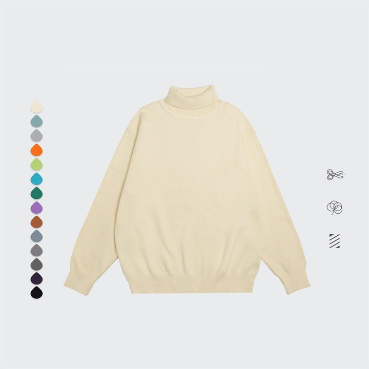 Core Spun Loose High Neck Sweater Solid Color Knitwear - Trendha